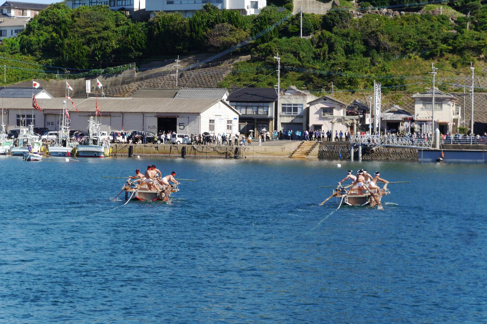 迫力満点の赤白対応ふなぐろ！漁師町・勝本浦一帯の盛大な祭り-0